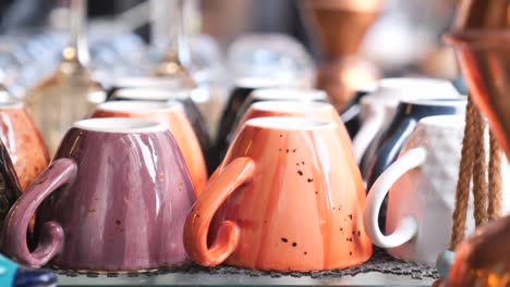 assortment of colorful coffee cups