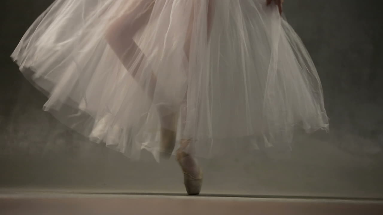 Ballerina Dancing In Studio. Beautiful little girl ballerina dancing in ballet studio
