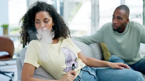 couple, nicotine and argue about addiction