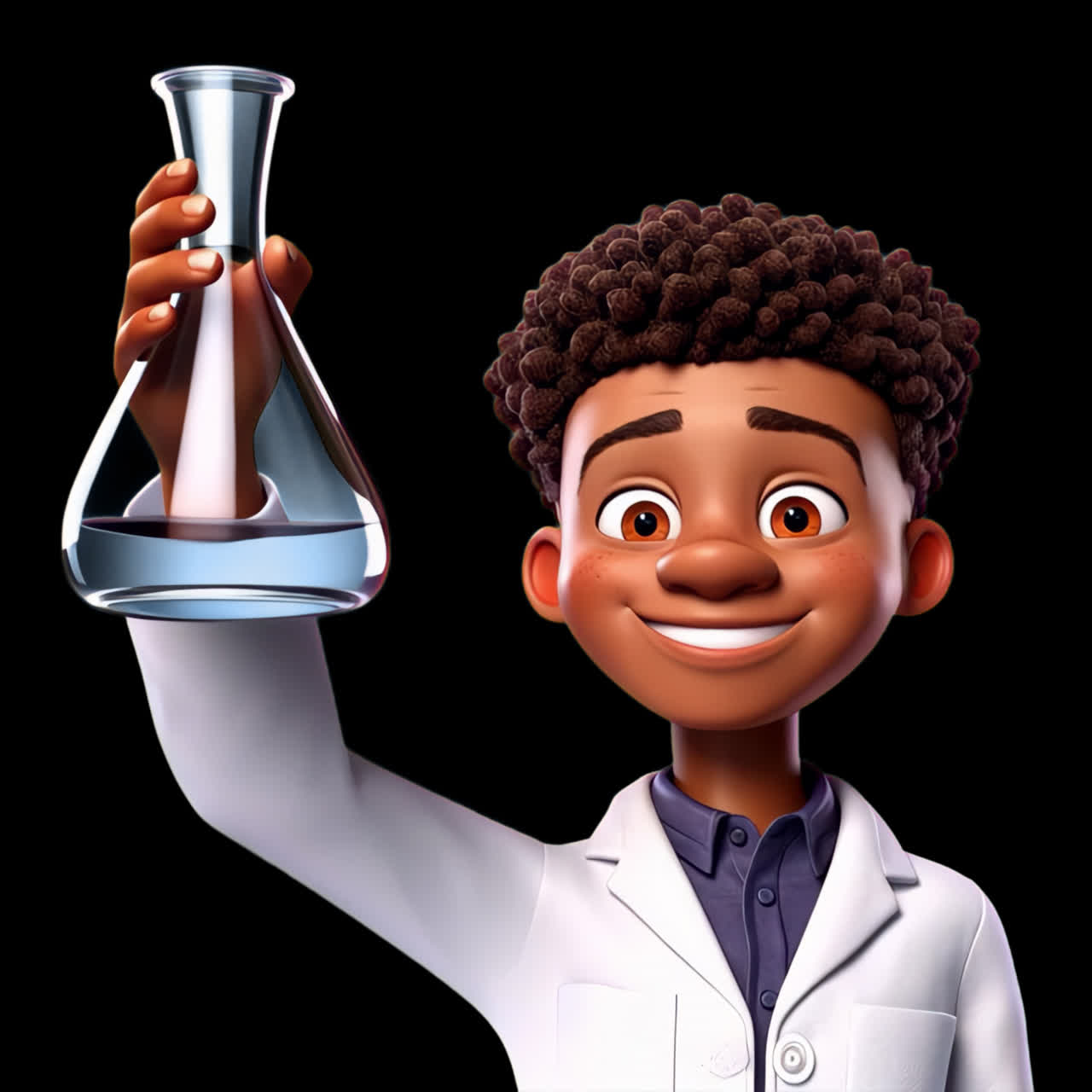 Afroamerikansk forskeranimation, isoleret aktiv, transparent 4K-video, alfakanal, ProRes