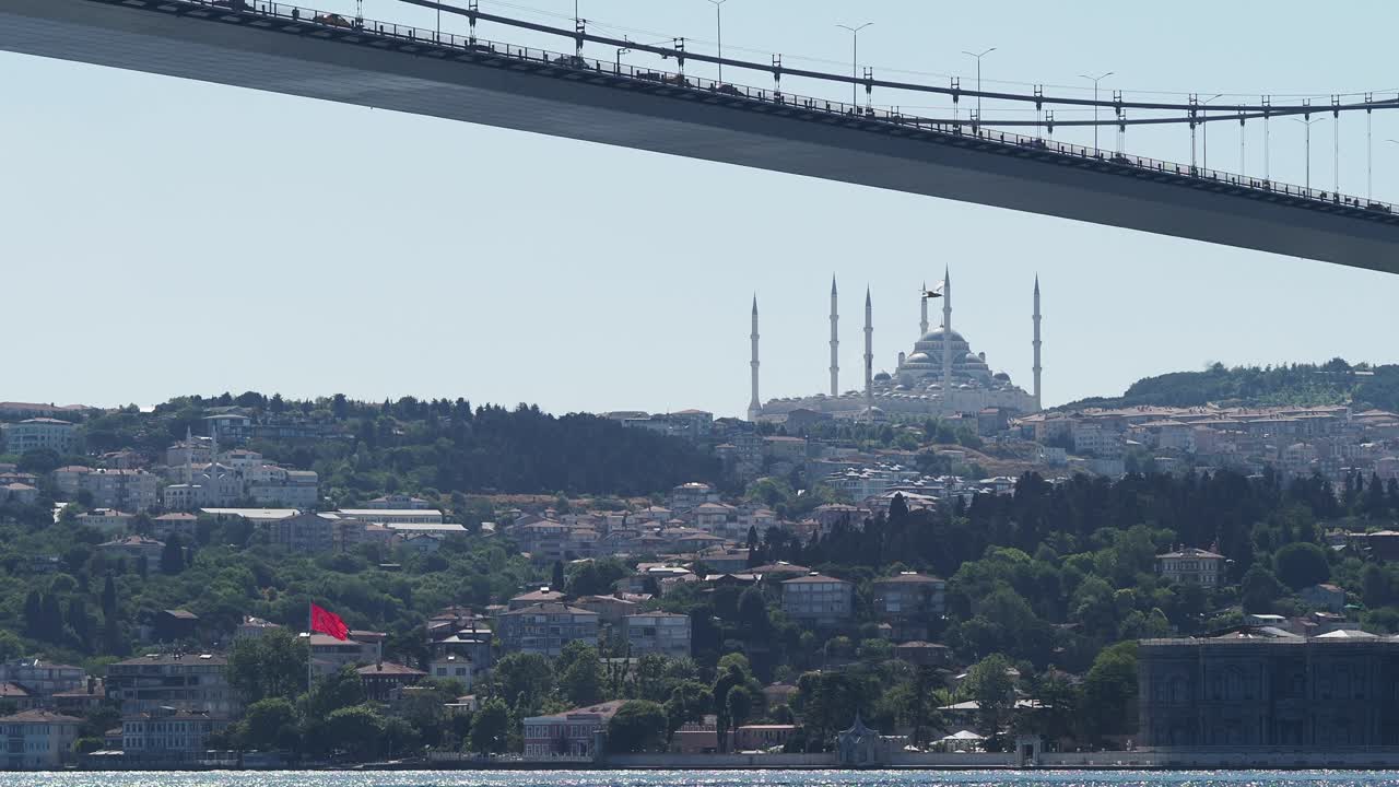Istanbul Cityscape with Bosphorus Bridge and Mosque