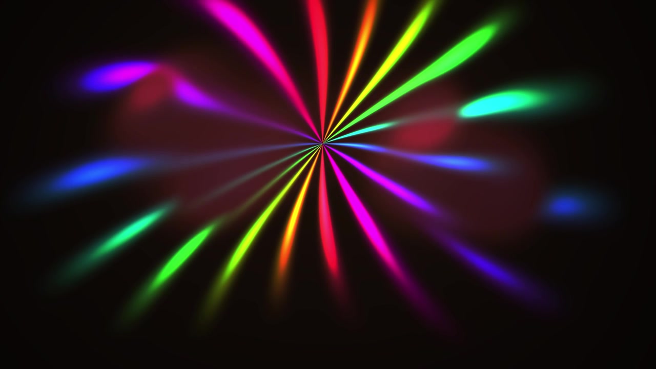 Vibrant Rainbow Light Rays Spinning on Dark Background
