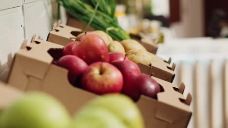 fruits on farmers market shelves