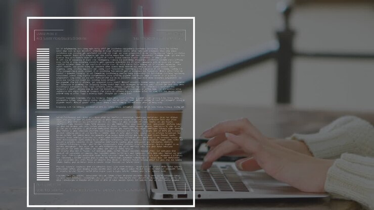 Animation of loading bars and data over cropped hands of caucasian woman working on laptop in cafes