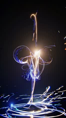 abstract light trails and glowing particles