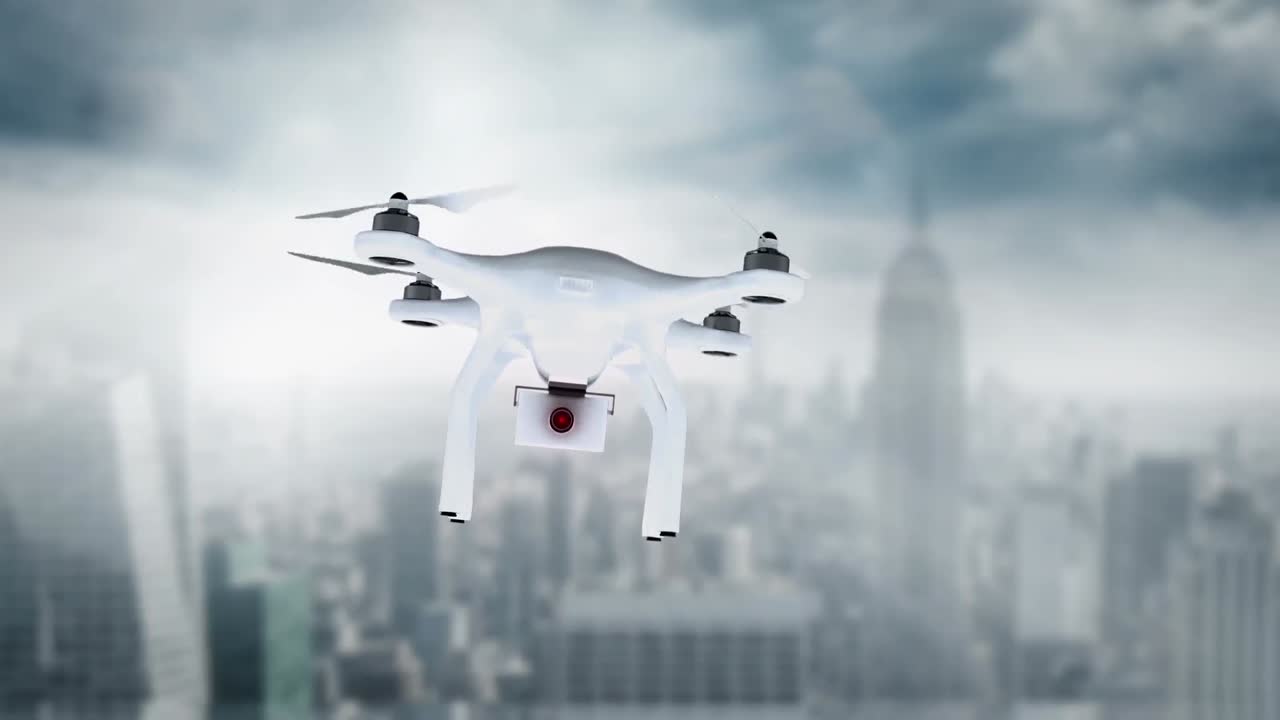 카메라를 들고 비행하는 드론의 디지털 이미지