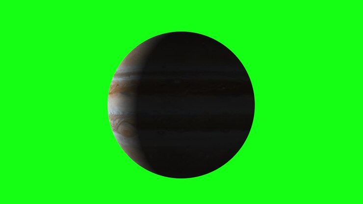 Beautiful planet of Jupiter animation. Jupiter is rotating. Milky Way galaxy's giant planet of Jupiter on alpha channel screen