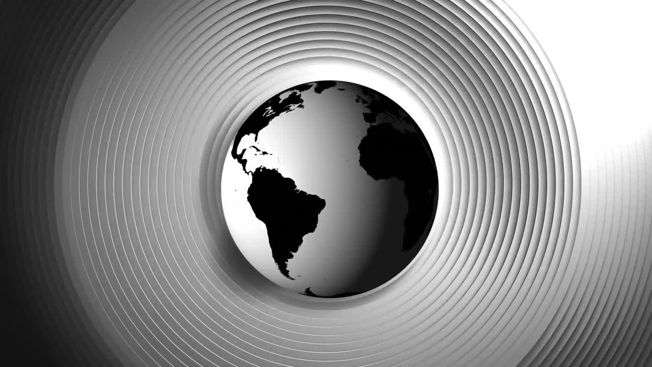 animación del globo girando sobre el círculo fondo de patrón gris