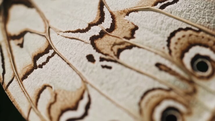 Primo piano di un'ala di farfalla con motivi e texture intricati