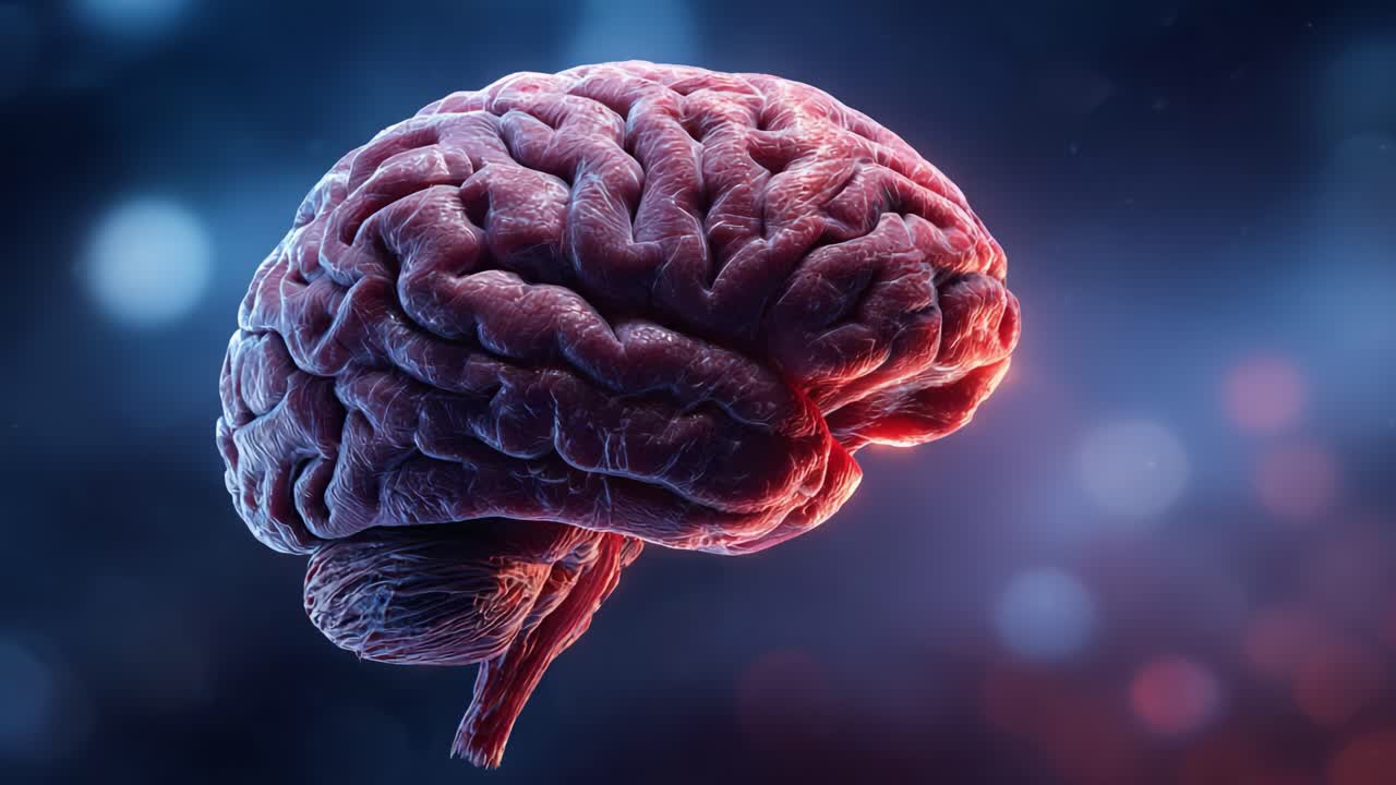 A Stunning Close-Up of a Human Brain Highlighting Its Intricate Structure and Complex Neural Pathways Against a Vivid Background