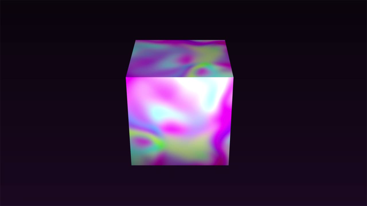 추상 큐브 3d 렌더링 (그래디언트 홀로그램의 홀로그램 색상, 기하학적 장식 디자인 요소, 현실적인 사각형 블록 루프 애니메이션)