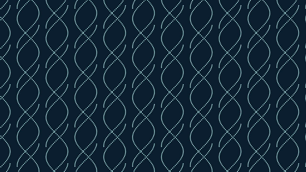 An intricate design of wavy lines crafted from small interconnected circles, set against a dark blue backdrop, forms an intriguing and repetitive pattern in this image