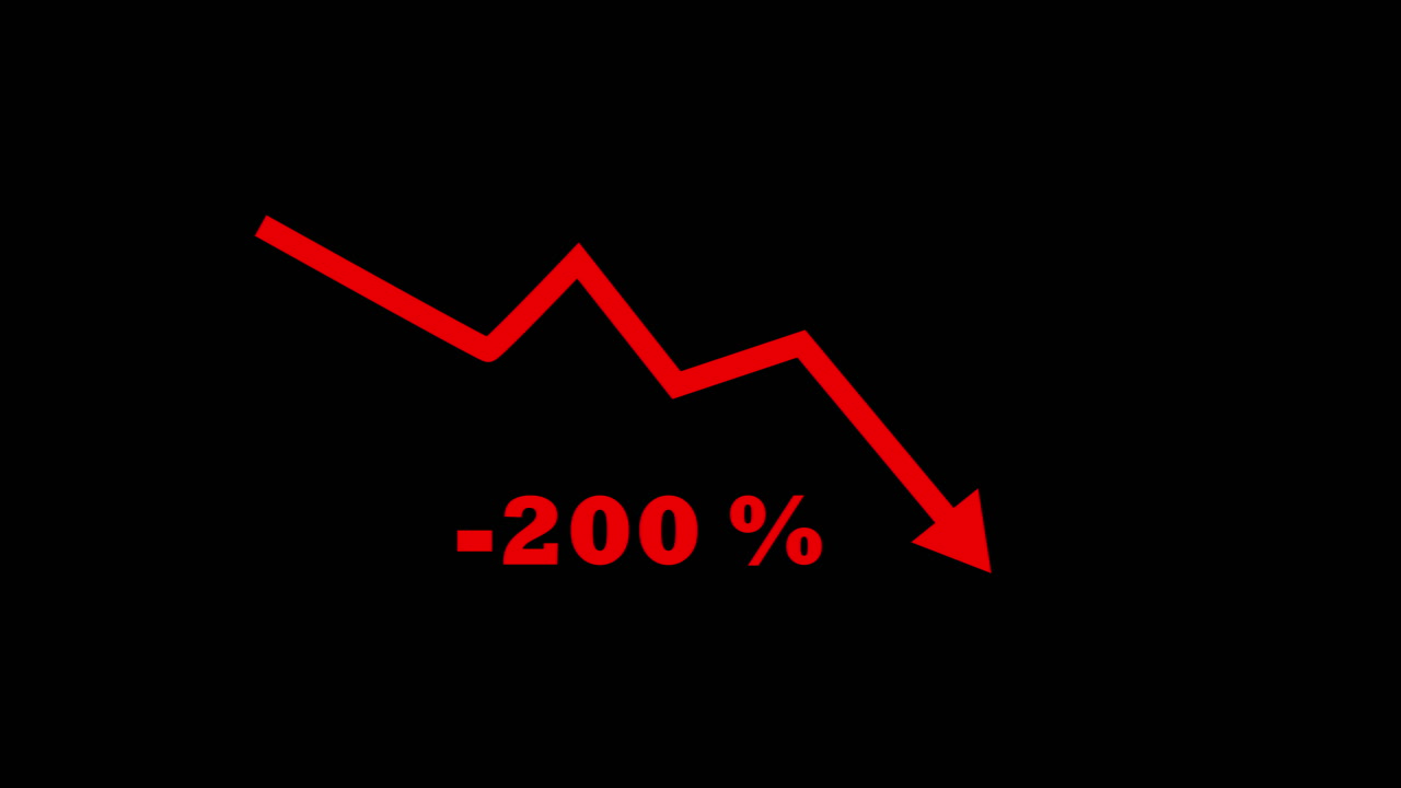 Animated Red Arrow Showing Negative Percentage Decline
