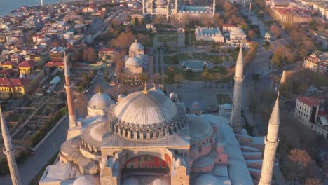 drone video of istanbul turkey in the sultanahmet area with touristic mosques