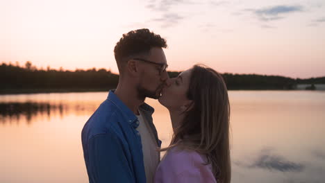 romantic couple by the lake