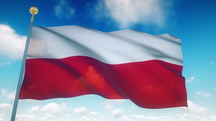 4K Hochdetaillierte Flagge Polens (Endlosschleife)