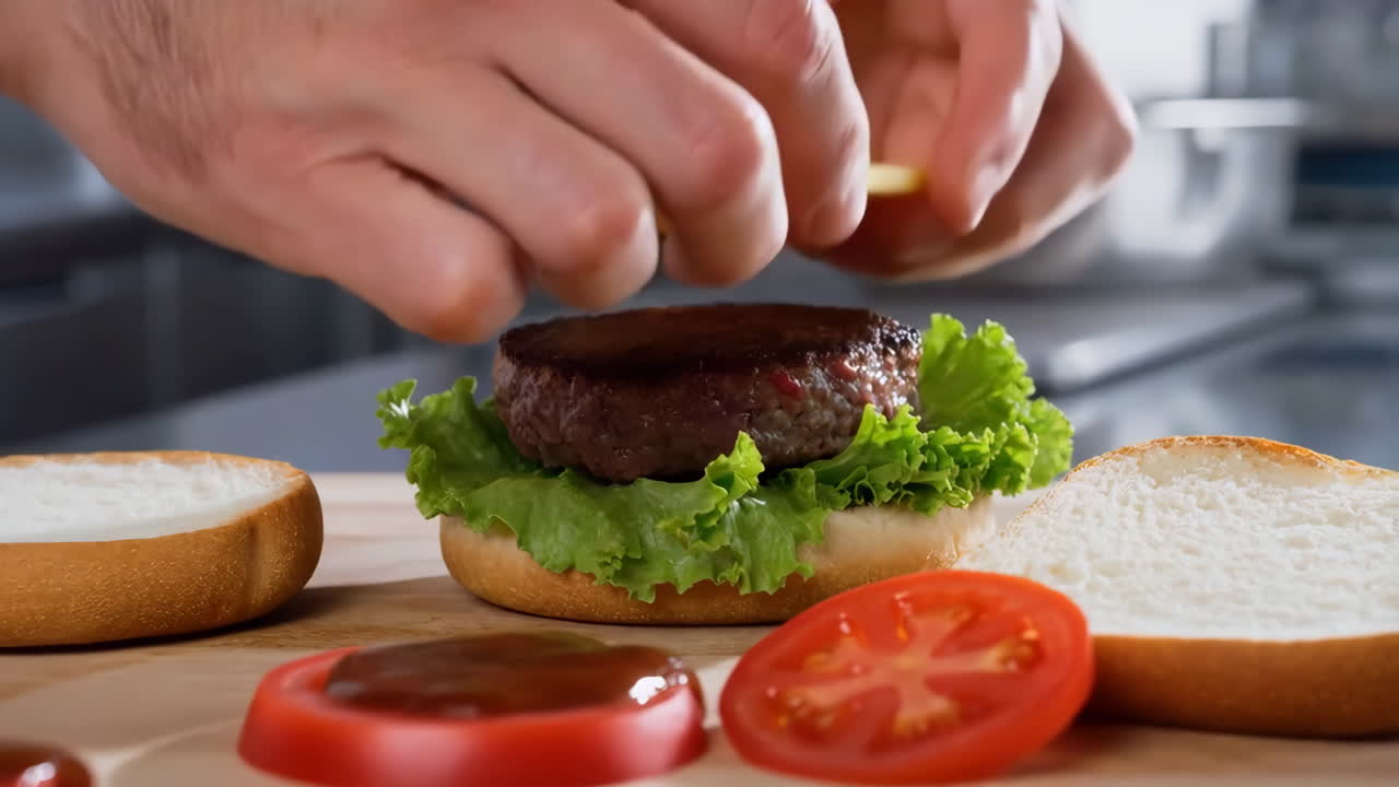 haciendo una hamburguesa