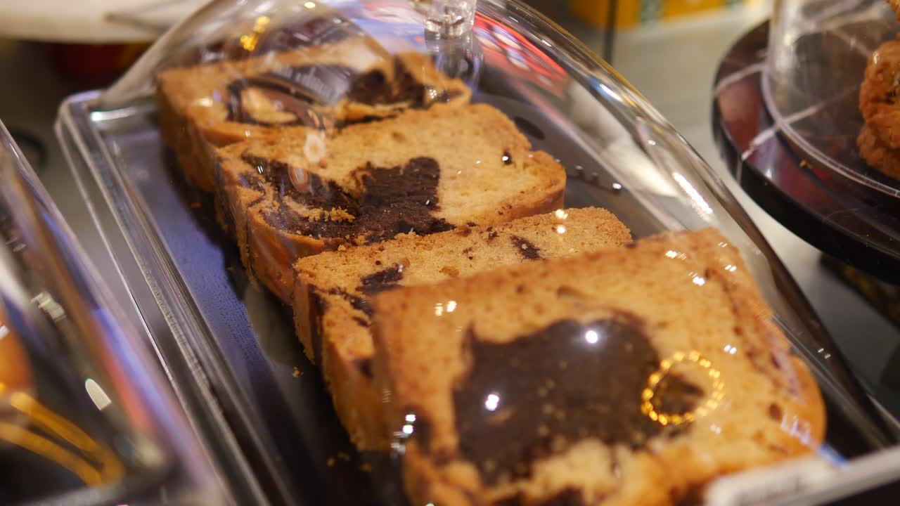 Sliced Chocolate Cake on Display