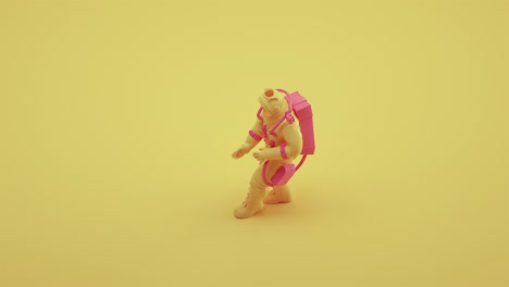 seamless 3d animation sugar astronaut dancing salsa with in a yellow background. funny 4k background with decoration for abstract minimalist - 3d rendering