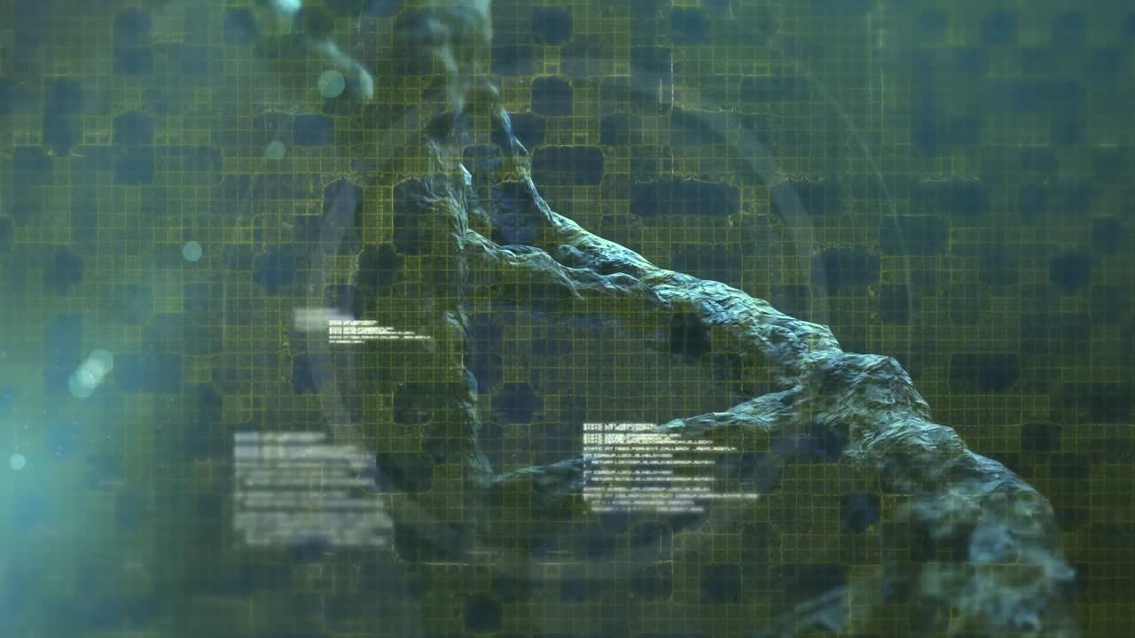 dna 가닥의 애니메이션과 데이터 처리