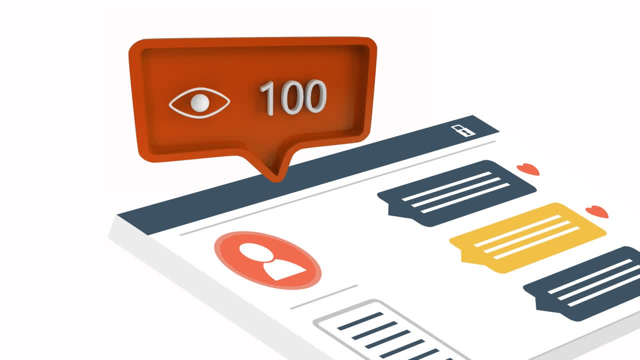 icono de ojo con un número creciente de recuentos para las redes sociales