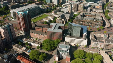 hotels, church, and market hall in rotterdam city, south holland, netherlands