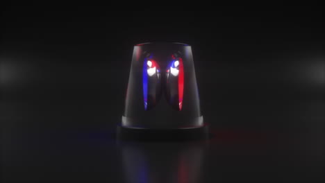 flashing warning siren light rotates and changes colors from blue to red on black background