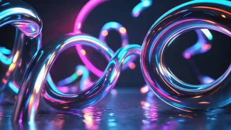 neon metallic tubes with reflective lighting