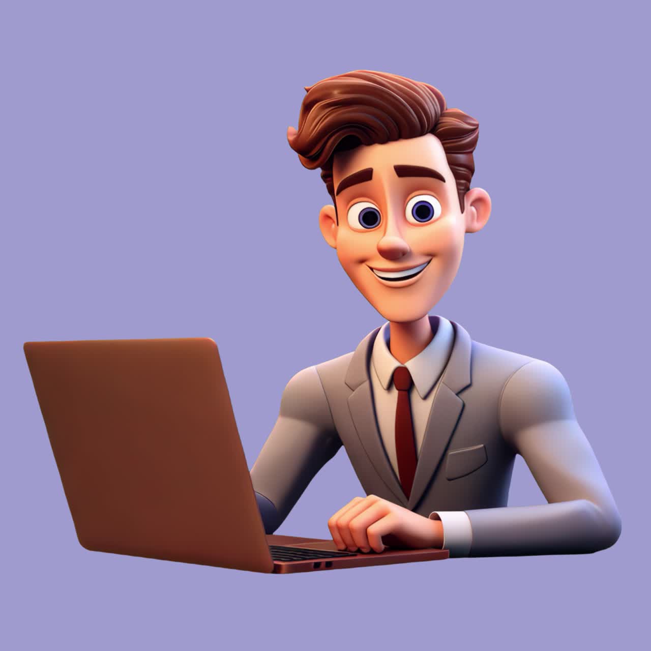 Animated professional using laptop animation isolated asset, transparent 4K video, alpha channel