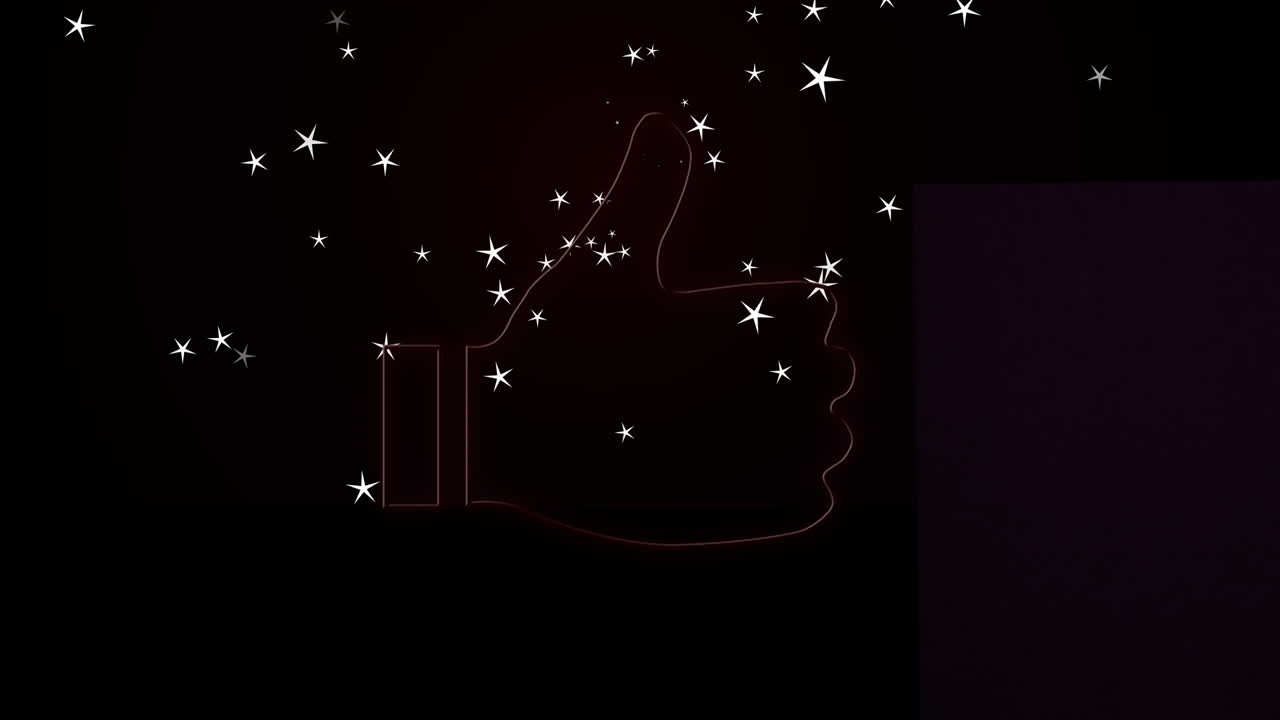 움직이는 별 위에 네온 같은 아이콘의 애니메이션