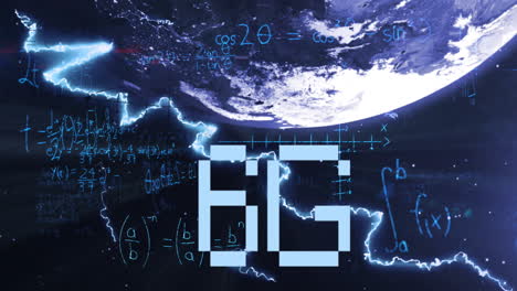 수학적 방정식의 애니메이션과 지구상의 6g 텍스트