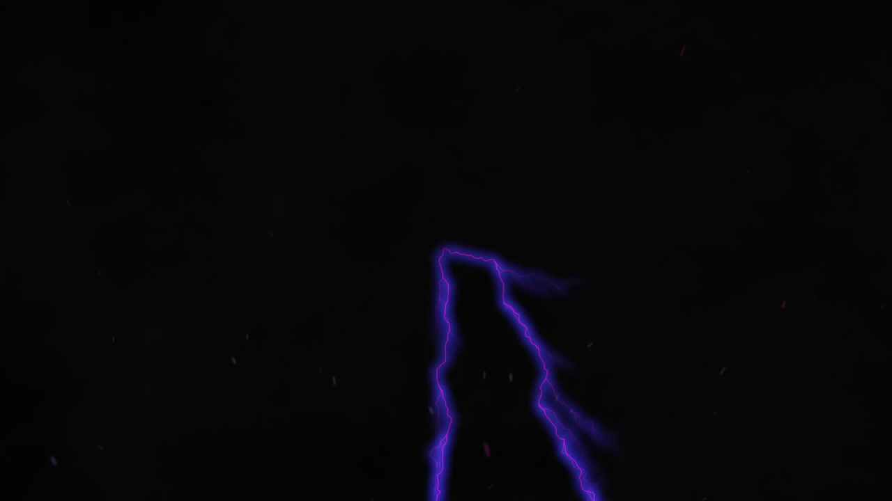 animación de partículas rojas sobre corrientes eléctricas púrpuras brillantes sobre un fondo negro