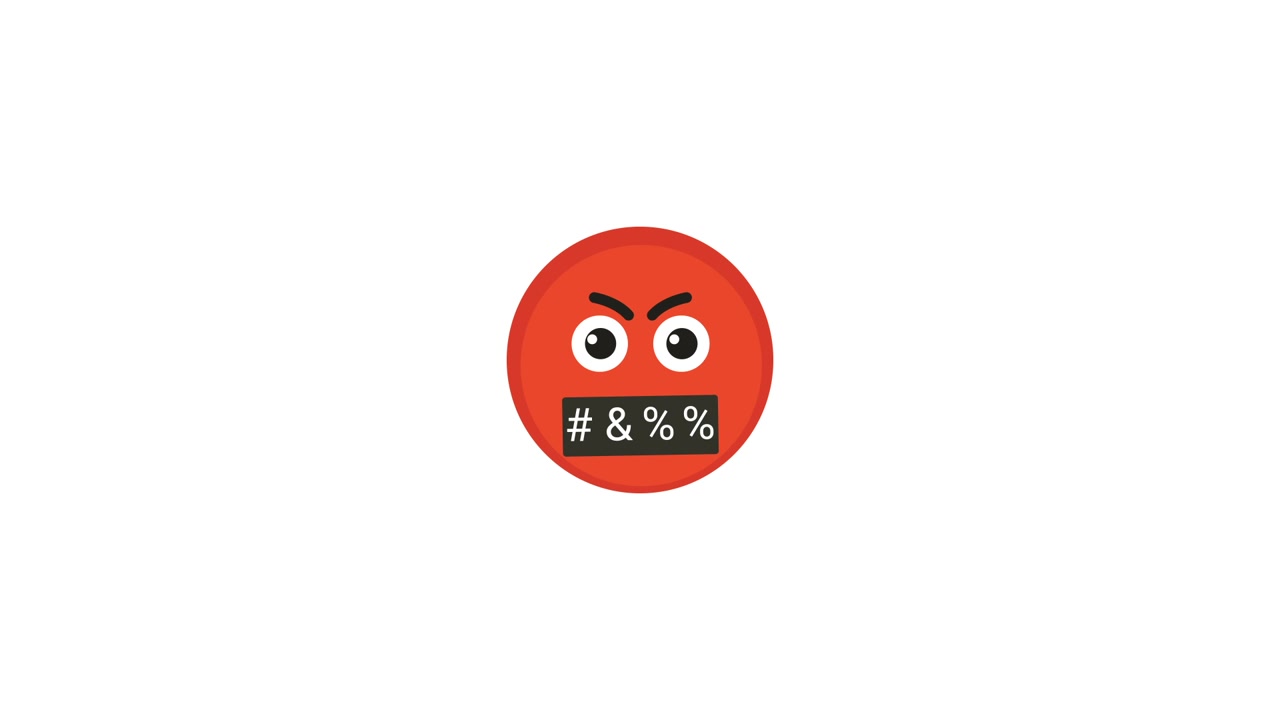 Animated Emoji Face Showing Anger and Censored Swearing