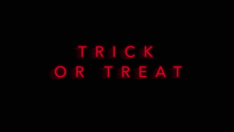 trick or treat text with digital vhs noise and glitch effect on tv monitor