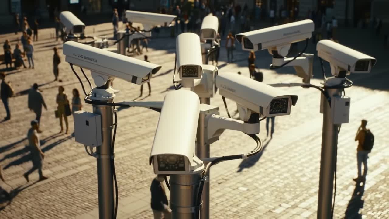 Surveillance Cameras Monitoring Urban Landscape: A Glimpse into Modern Security and Public Observation Systems in Action