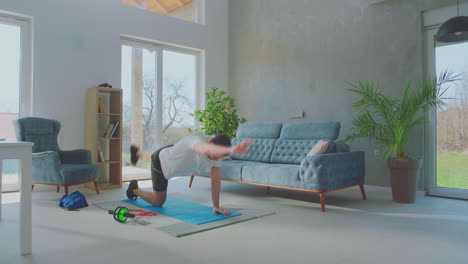 man exercising at home