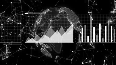 Animación-De-Conexiones-Y-Procesamiento-De-Datos-Sobre-El-Globo-Sobre-Fondo-Negro