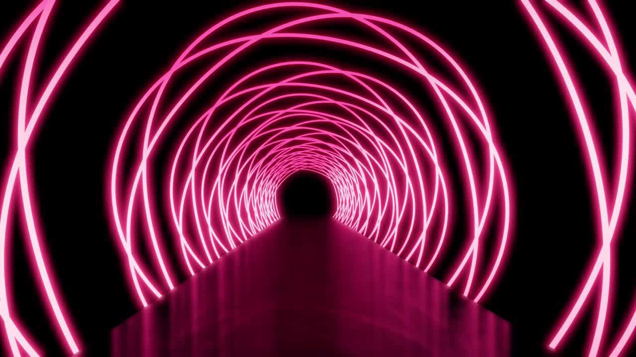 concepto de camino o túnel brillante de neón con luces brillantes futuristas - 4k