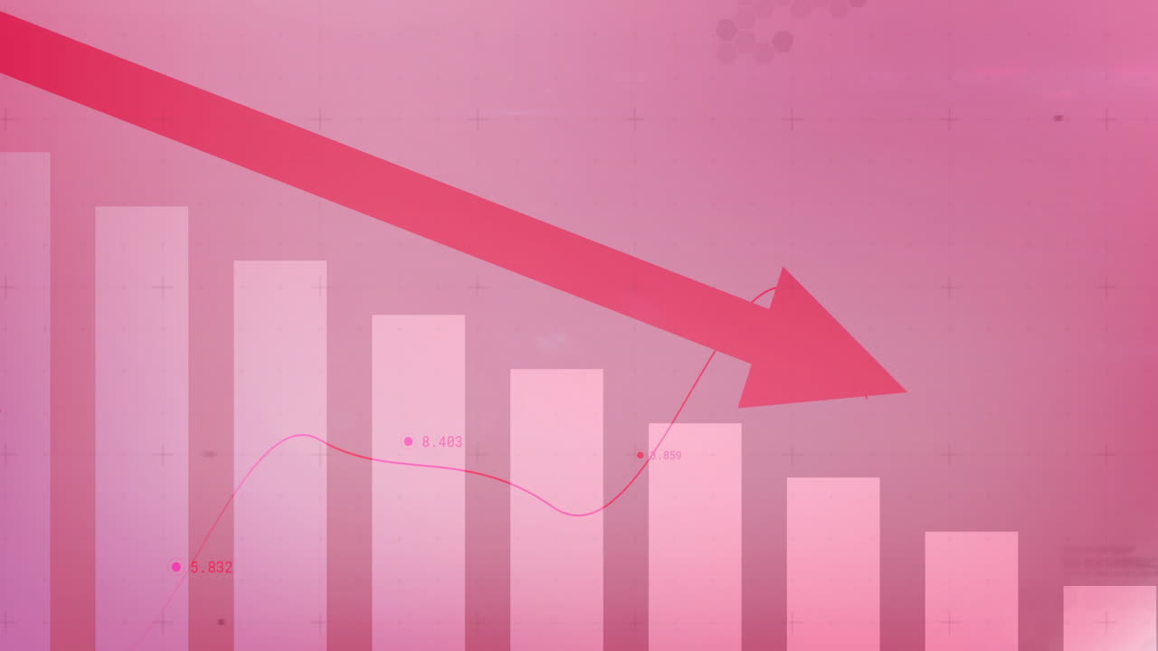 Animation of financial data processing on pink background