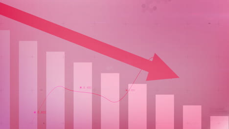 animation of financial data processing on pink background