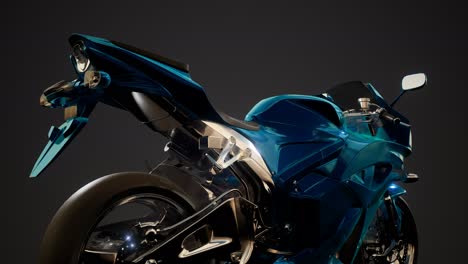 Moto-Sport-Bike-En-Estudio-Oscuro-Con-Luces-Brillantes