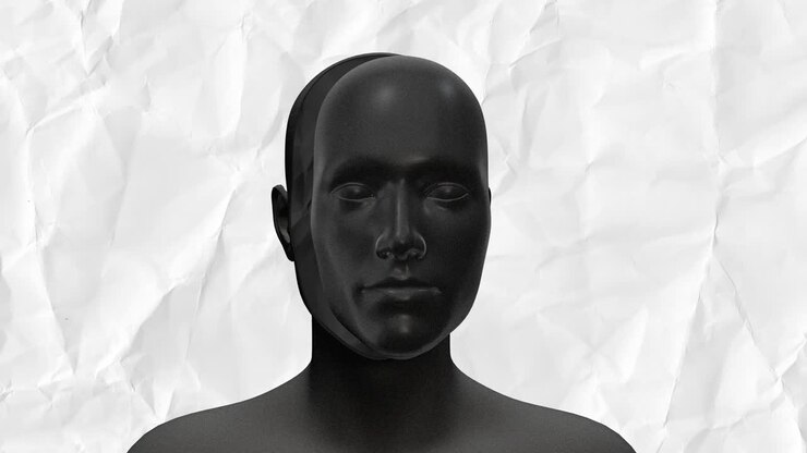 Concetto di arte astratta del corpo umano con carta stropicciata. Personaggio 3D realistico, uomo o donna, in stile stop motion creativo e moderno. Design grafico colorato e psichedelico. Animazione in loop di moda luminosa.