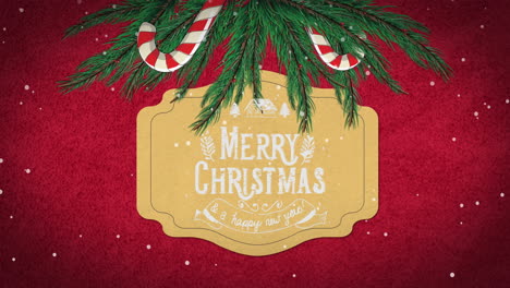 animation of christmas greetings text with decoration on red background