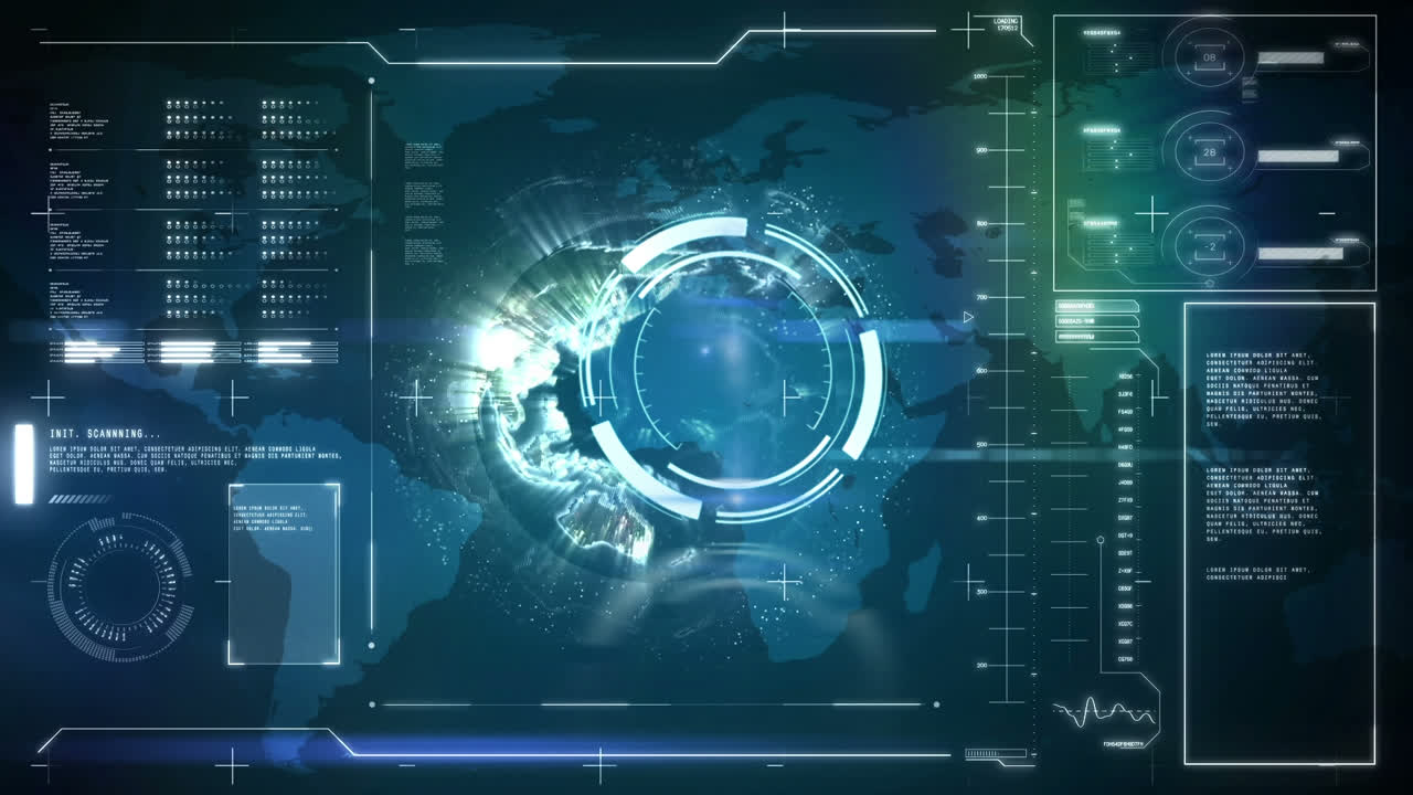 Animation of scope scanning and data processing over screen