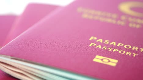 close-up of passports