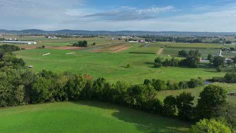 green farmland in usa during summer months