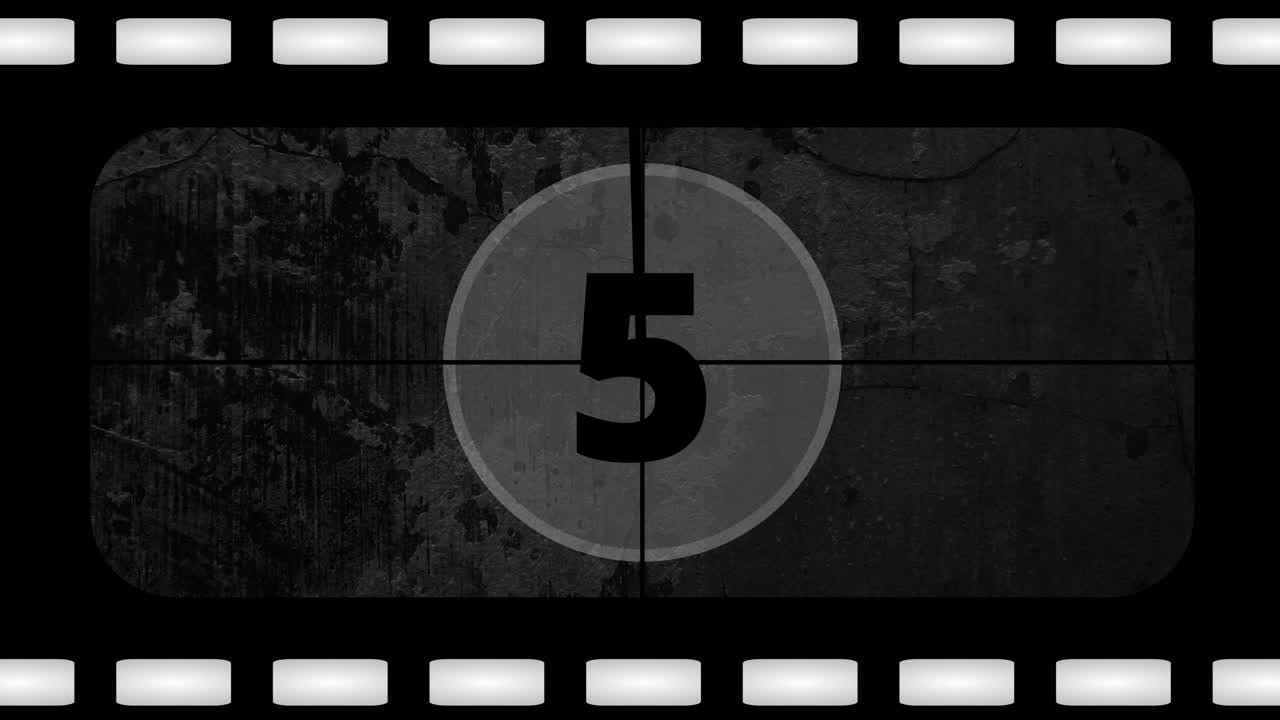 Grungy Black and White Film Countdown from Ten to One