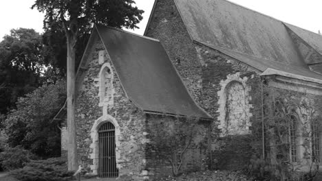 church saint-samson in black and white, jardin des plantes d'angers, angers, france - panning