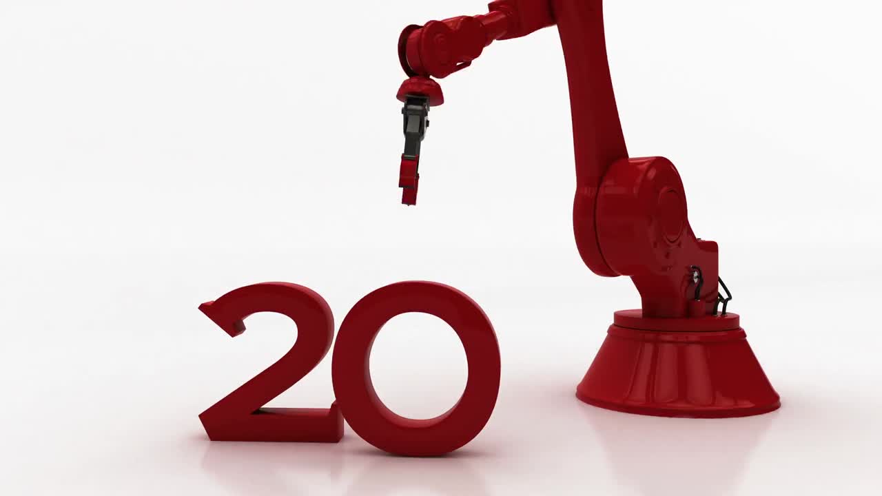 Video generato digitalmente di una gru che posiziona numeri per formare il 2017