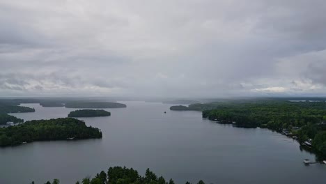 dramatic sky on a stormy weather in lake rosseau in ontario, canada